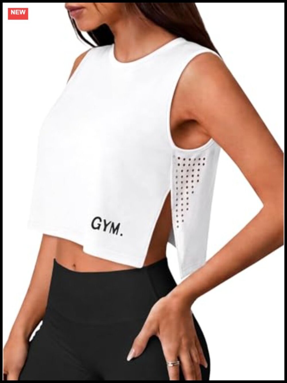 Workout Crop Tank Top Side Slit Sleeveless Muscle Shirt